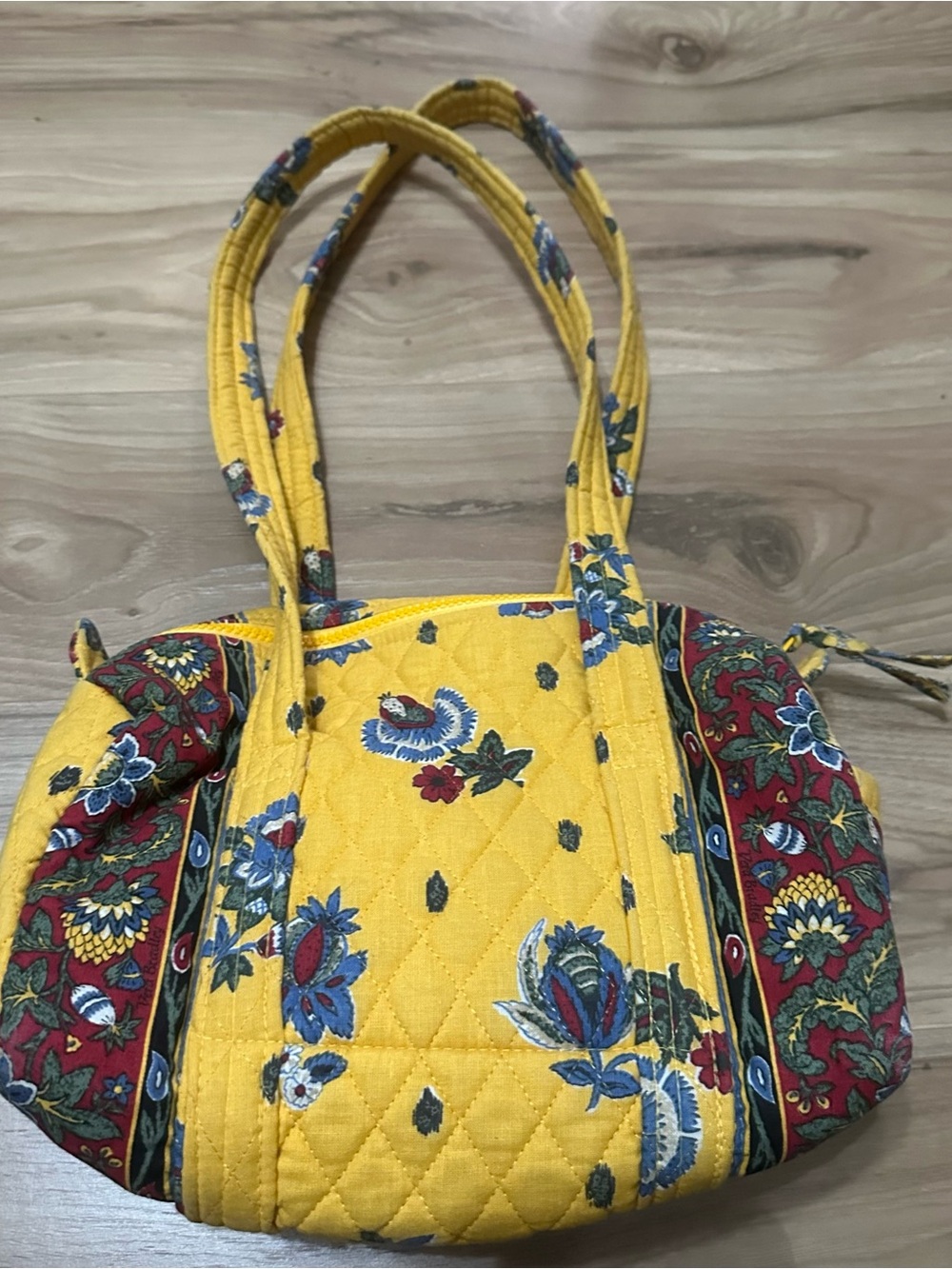 Vintage Vera Bradley Yellow Quilted Floral Shoulder Bag